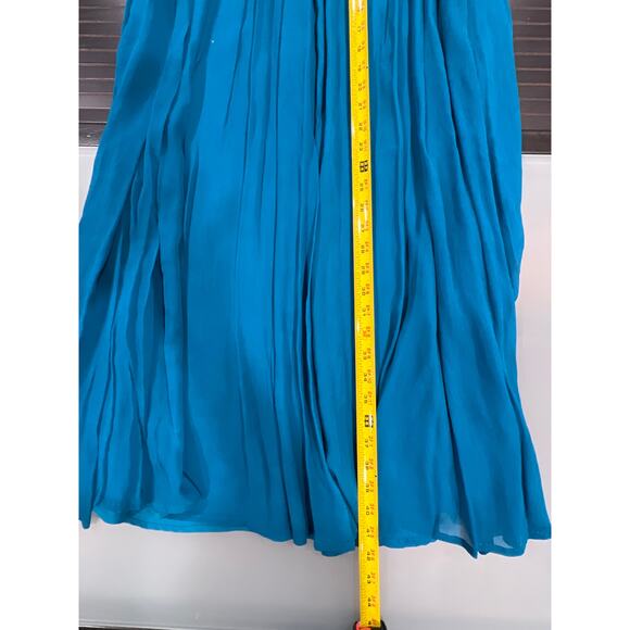 J.Crew Strapless Chiffon Evening Gown Size 00 Teal Blue Formal Dress - Picture 10 of 11